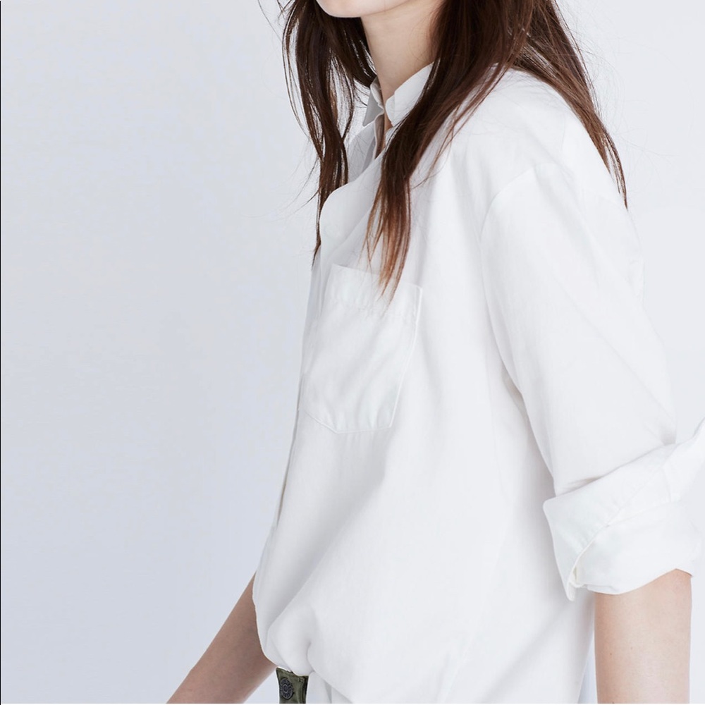 Madewell Drapey Oversized Boyshirt in Pure White